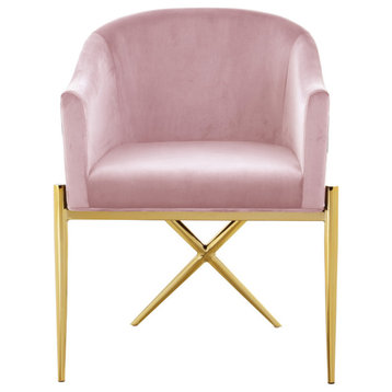 The Parker Dining Chair, Velvet, Pink, Gold Legs