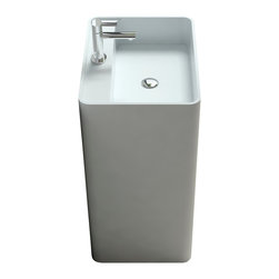 ADM Bathroom Design - ADM Rectangular Freestanding Pedestal Sink, White, 23", Matte White - Bathroom Sinks