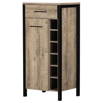 Munich Bar Cabinet with Storage-Weathered Oak and Matte Black-South Shore