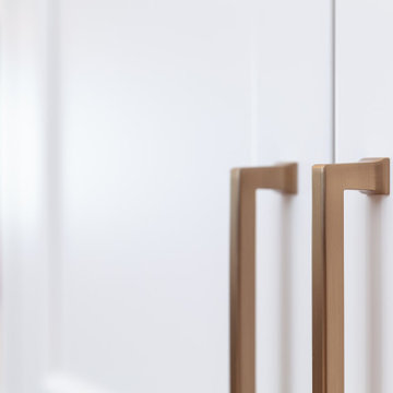Brushed Brass Cabinet Hardware Detail – Hamilton MA Kitchen