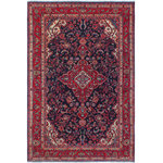 Bareens Designer Rugs - Vintage Antique Persian Kashan Dwyer Wool Rug - Create a new dimension of style in your space with this breath-taking antique hand knotted Persian rug. Made in Iran, this gorgeous hand-knotted rug features all vegetable dyes and 100% wool, adding luxurious texture and appearance. This gorgeous antique rug features an intricate design with a unique detailed border. Featuring an awe-inspiring color pallet and an intricate design handmade by skilled artisans is a great addition to any decor. Bring luxury and extravagance to your living space with this luxurious rug.