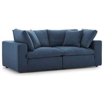 Commix Down Filled Overstuffed 2 Piece Sectional Sofa Set, Azure
