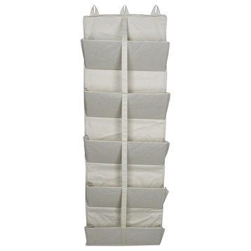 45" Beige 5-Tier Hanging Collapsible Door Organizer with Removable Hooks