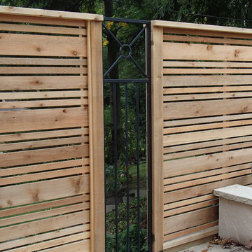 Terraced Backyard - custom iron fence insert