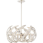 Quoizel - Quoizel Platinum Collection Crescent Pendant, 6 Light, Polished Nickel - With a luminous design and striking style, the Crescent pendant is an impressive addition to Quoizel's Platinum Collection. The half-moon bands that encompass the base are open and feature glittering crystal accents. The Polished Nickel finish is the perfect backdrop to enhance every twinkle and sparkle with its mirror-like sheen.