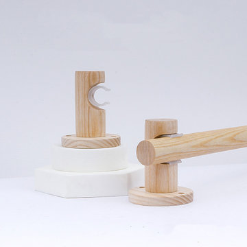 QYT102 White Ash Wooden Drapery Rod Brackets For 1.14 Inch Curtain Poles