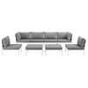 Modway Harmony 8-Piece Outdoor Patio Aluminum Sectional Sofa Set in White/Gray