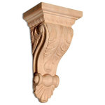 Inviting Home Inc. - Regent Medium Wood Corbel, Cherry - wood corbel in cherry 10"H x 4-3/8"D x 5-3/8"W Corbels and wood brackets are hand carved by skilled craftsman in deep relief. They are made from premium selected North American hardwoods such as alder beech cherry hard maple red oak and white oak. Corbels and wood brackets are also available in multiple sizes to fit your needs. All are triple sanded and ready to accept stain or paint and come with metal inserts installed on the back for easy installation. Corbels and wood brackets are perfect for additional support to countertops shelves and fireplace mantels as well as trim work and furniture applications.