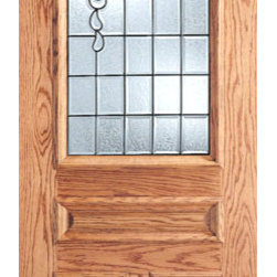 Grid Design Decorative Glass, 3-Panel 1/2 Lite Front Single Door - Front Doors