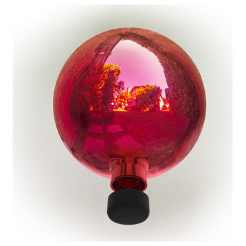 10" Diameter Indoor/Outdoor Glass Gazing Globe Yard Decoration, Red