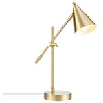 Globe Electric - Novogratz x Globe Tacoma 18" Matte Brass Balance Arm Desk Lamp - The Tacoma Desk Lamp from Novogratz x Globe Electric offers a task light in a clean tidy package with a trendy cone shape shade and a stylish matte brass finish. The adjustable brass balance arm and tilting lamp head lets you direct the light where you need it most while creating ideal lighting ambiance for any situation. The sculptural design adds a modern touch to your office, bedroom or living room and acts as the statement piece to tie your interior design together. Decorate with the Novogratz and Globe Electric - lighting made easy.