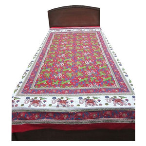 Mogul Interior - Boho Indi Printed Tapestry Bedding Bedsheet Cotton Indian Bedspread Twin - Quilts And Quilt Sets