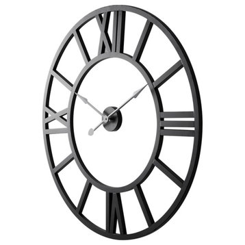 Stoke Matte Black Iron 30" Round Wall Clock