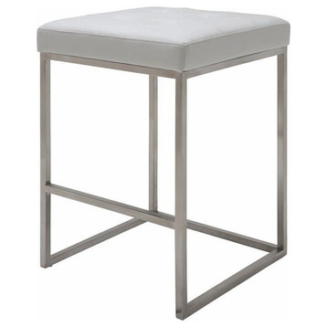 Chi Counter Stool In Brushed Stainless Steel, White