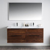 Vanity Alfred 60 Double Sink With Integrated Solid Surface top, American Walnut,