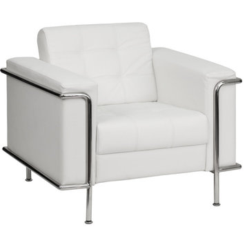 HERCULES Lesley Series Contemporary Melrose White Leather Chair,Encasing Frame