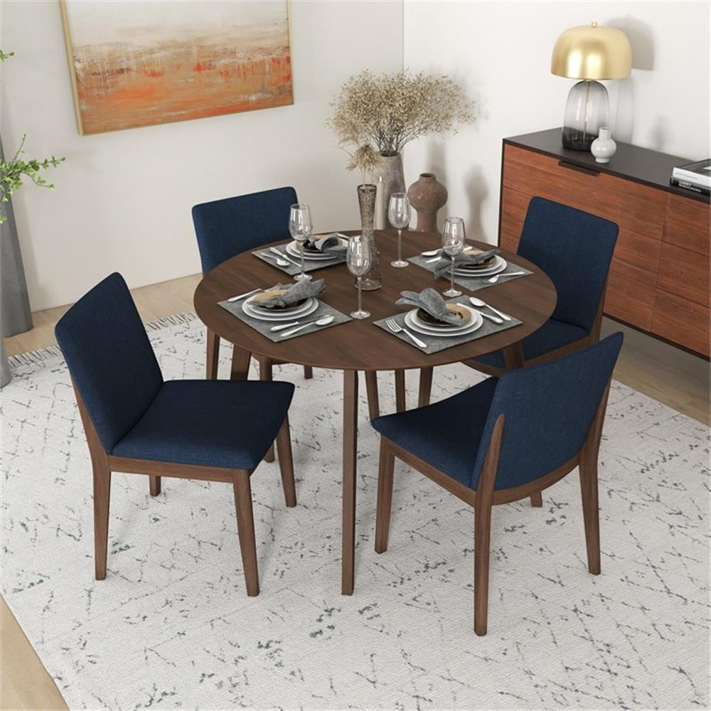 Crosby Modern Solid Wood Walnut Kitchen & Dining Room Table and Chairs ...