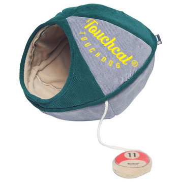 Touchcat Saucer Oval Collapsible Walk-Through Pet Cat Bed House, Green