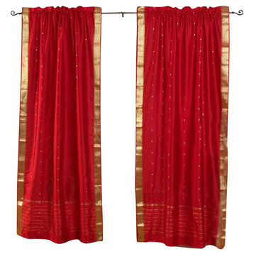 Fire Brick Rod Pocket  Sheer Sari Curtain / Drape / Panel   - 80W x 84L - Piece