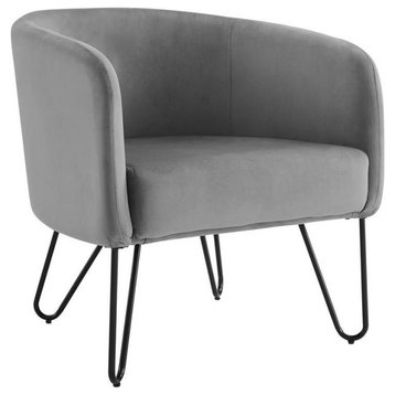 Parkway Velvet Accent Chair, Gray