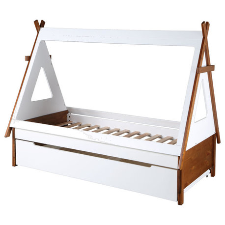 ACME Loreen Twin Bed, Oak and White Finish