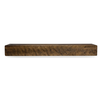 Rough Hewn Fireplace Shelf Mantel, Dark Chocolate Oak, 60"