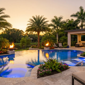 Resort-Style Zero-Edge Pool with Cabana Oasis
