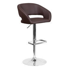 iHome Studio - Estella Rounded Mid-Back Swivel Brown Vinyl Adjustable Barstool - Bar Stools and Counter Stools