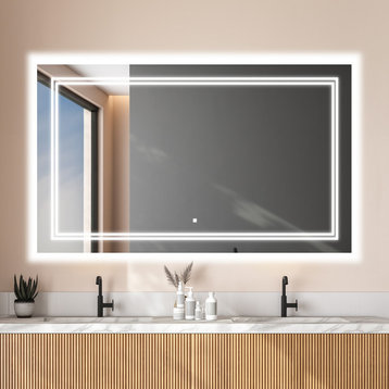 84"x36"x1" LED Mirror for Bathroom with Defogger, Backlit and Front-Lit.