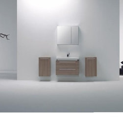 31.5" Wall-Mount Contemporary Bathroom Vanity Set - Light Teak TN-N800-PT - Bathroom Vanities And Sink Consoles