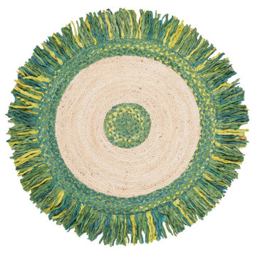 Safavieh Cape Cod Collection CAP212 Rug, Green/Natural, 3' Round