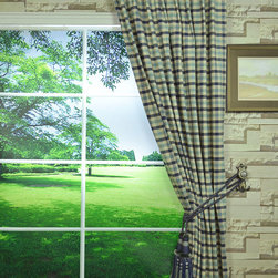 Paroo Cotton Blend Small Check Concealed Tab Top Curtains & Drapes - Curtains