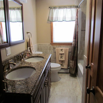 Transitional Brazilia Bathroom Remodel with Brushed Bronze Plumbing Fixtures