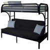 Eclipse Twin Xl Over Queen Futon Metal Bunk Bed With Guardrails, Black