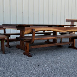 7ft Live Edge Walnut dining Set - Dining Sets