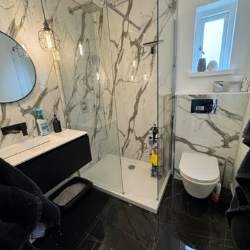 Bathroom Remodel- With bespoke Corian Vanity Unit