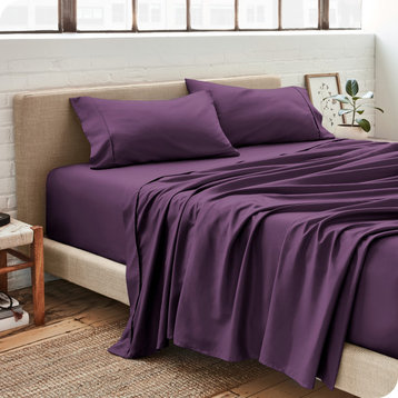 Bare Home Twin XL 1800 Microfiber Sheet Set, Plum