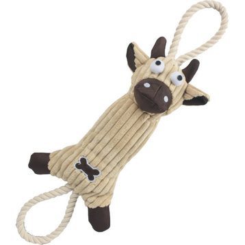 Jute And Rope Plush Cow Pet Toy, Brown