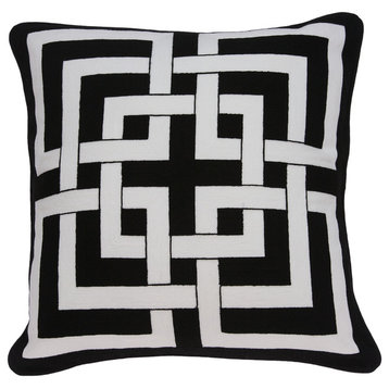 Abali Transitional Black and White Pillow Cover With Poly Insert