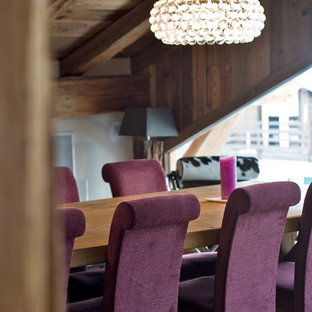 リヨンの中サイズのエクレクティックスタイルのLDKの画像 (茶色い壁)