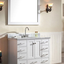 43 inch Single Sink Bathroom Vanity Set White Finish, Carrara White Marble Top - Bathroom Vanities And Sink Consoles