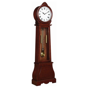 Coaster Traditional Wood Grandfather Clock with Chime in Brown