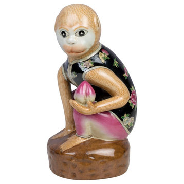 Cute Chinese Porcelain Monkey Figurine 10"