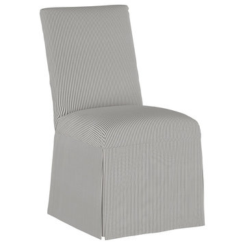 Zachary Slipcover Dining Chair, Oxford Stripe Charcoal
