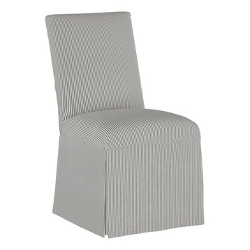 Zachary Slipcover Dining Chair, Oxford Stripe Charcoal
