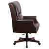 High Back Pillow Back Brown Leather Executive Swivel Office Chair