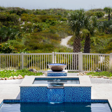 Linear Pool with Elevated Spa and Fire Bowl