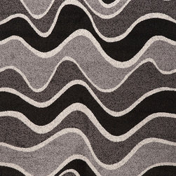 Estella Waves Pattern Rug in Grey - Area Rugs