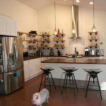 Open Concept Kitchen with Natural Elements and Industrial Touches
