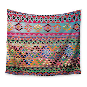 68 X 80 Kess InHouse Nandita Singh Flowers and Twigs Tan Orange Wall Tapestry